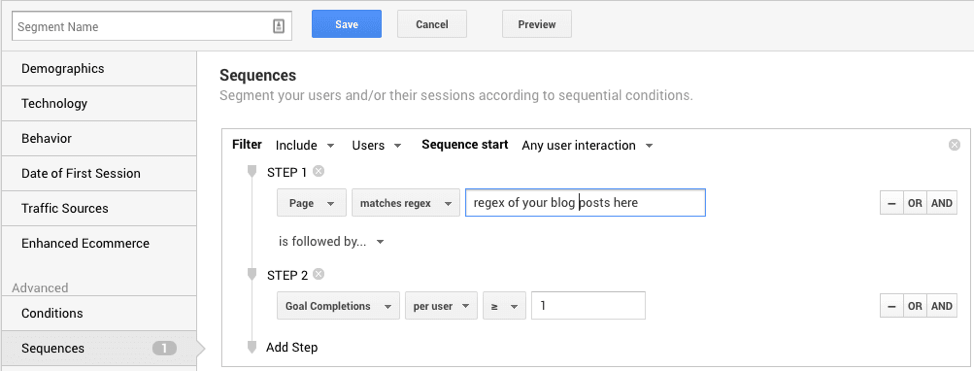 Вкладка Any user interaction